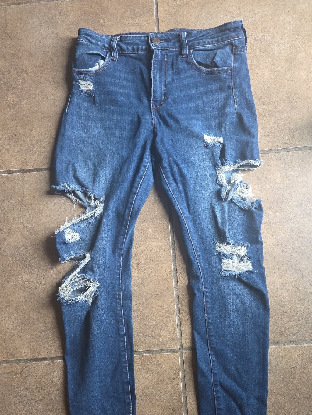 Blue Distressed Ripped Skinny Jeans